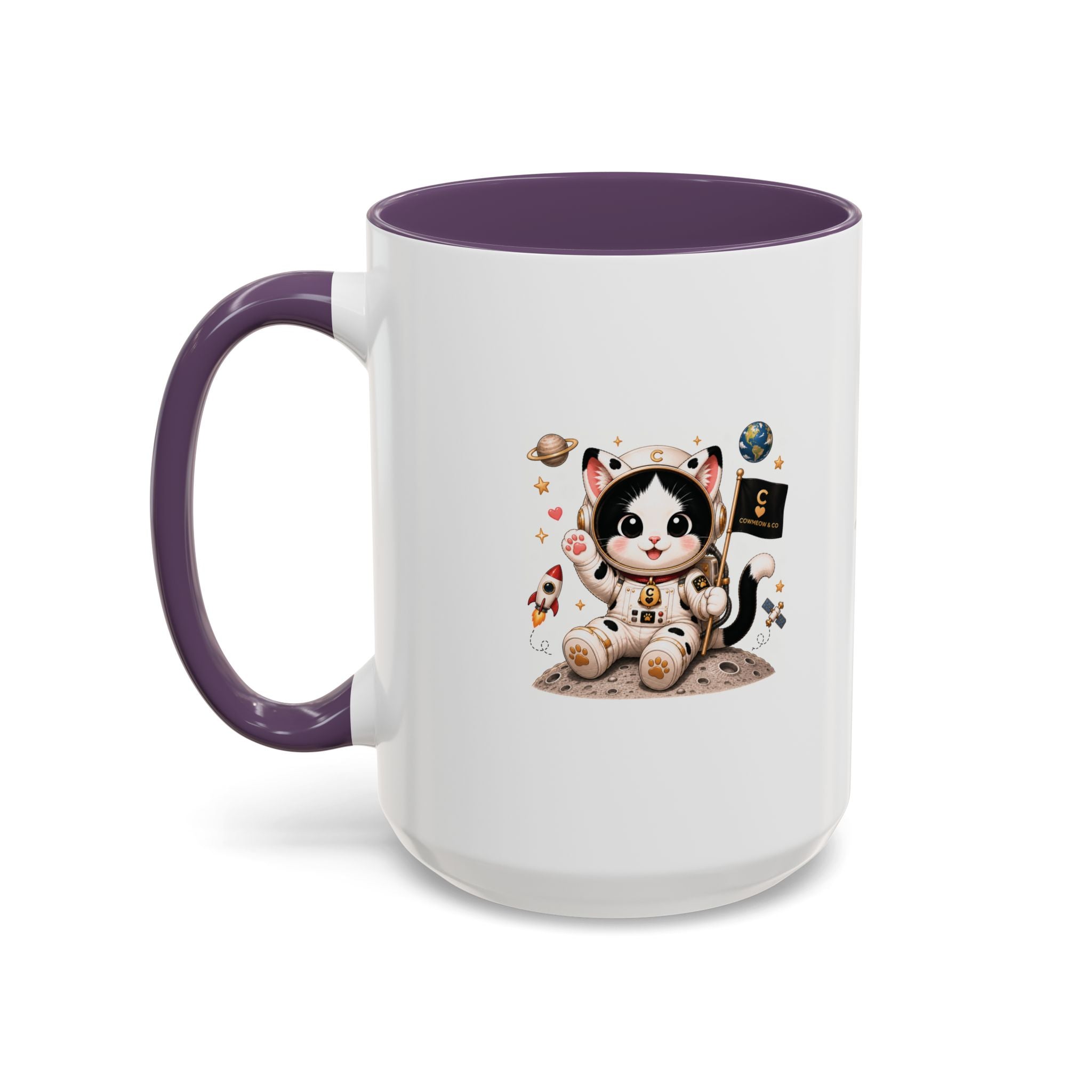 Astronaut Cowmeow Mug, Cute Tuxedo Cat, Space Coffee Mug, CowmeowandCo