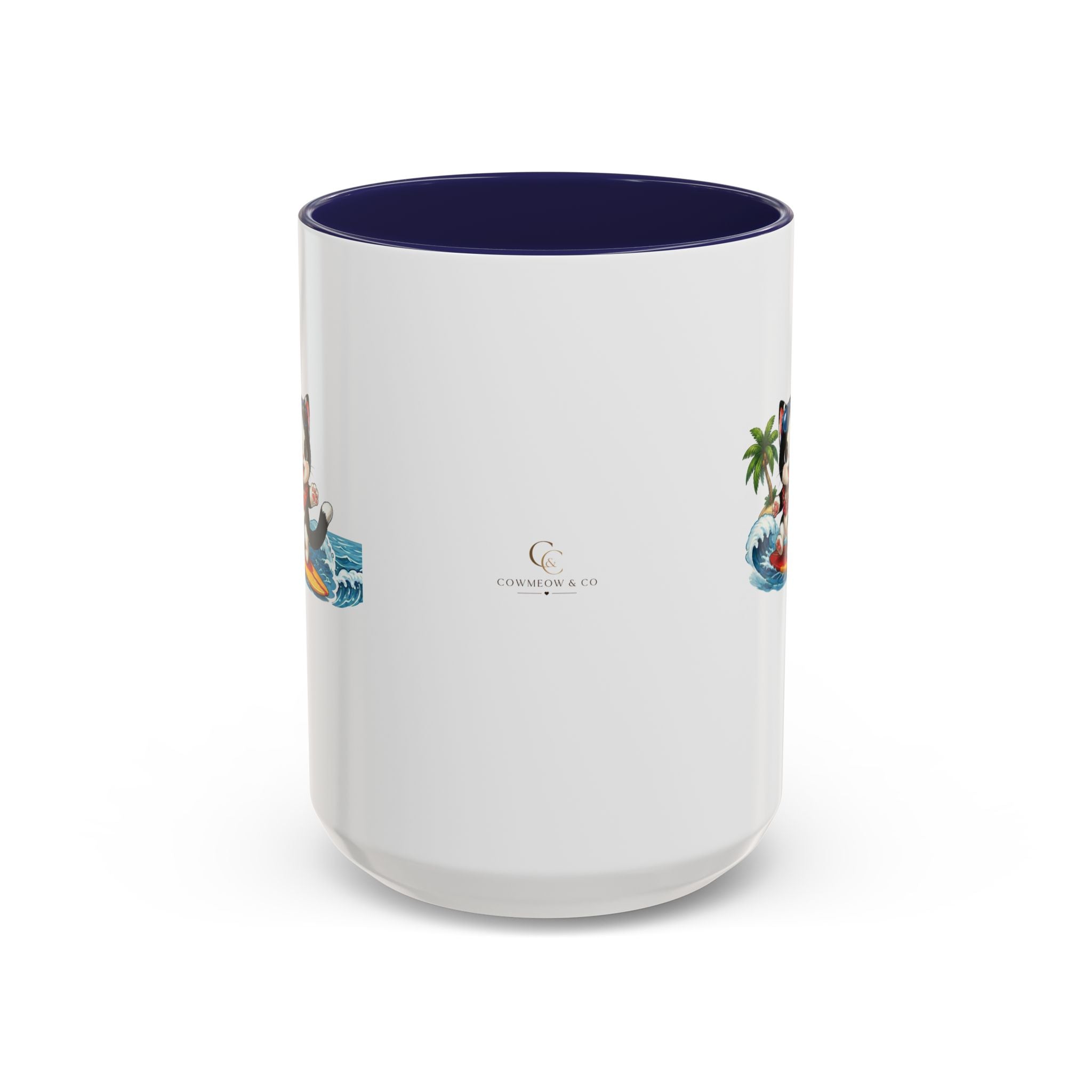 Surfing Cat Summer Coffee Mug | Cute Beach Cat Mug | Cowmeow & Co