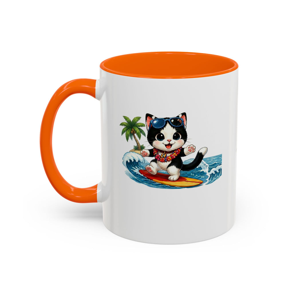 Surfing Cat Summer Coffee Mug | Cute Beach Cat Mug | Cowmeow & Co
