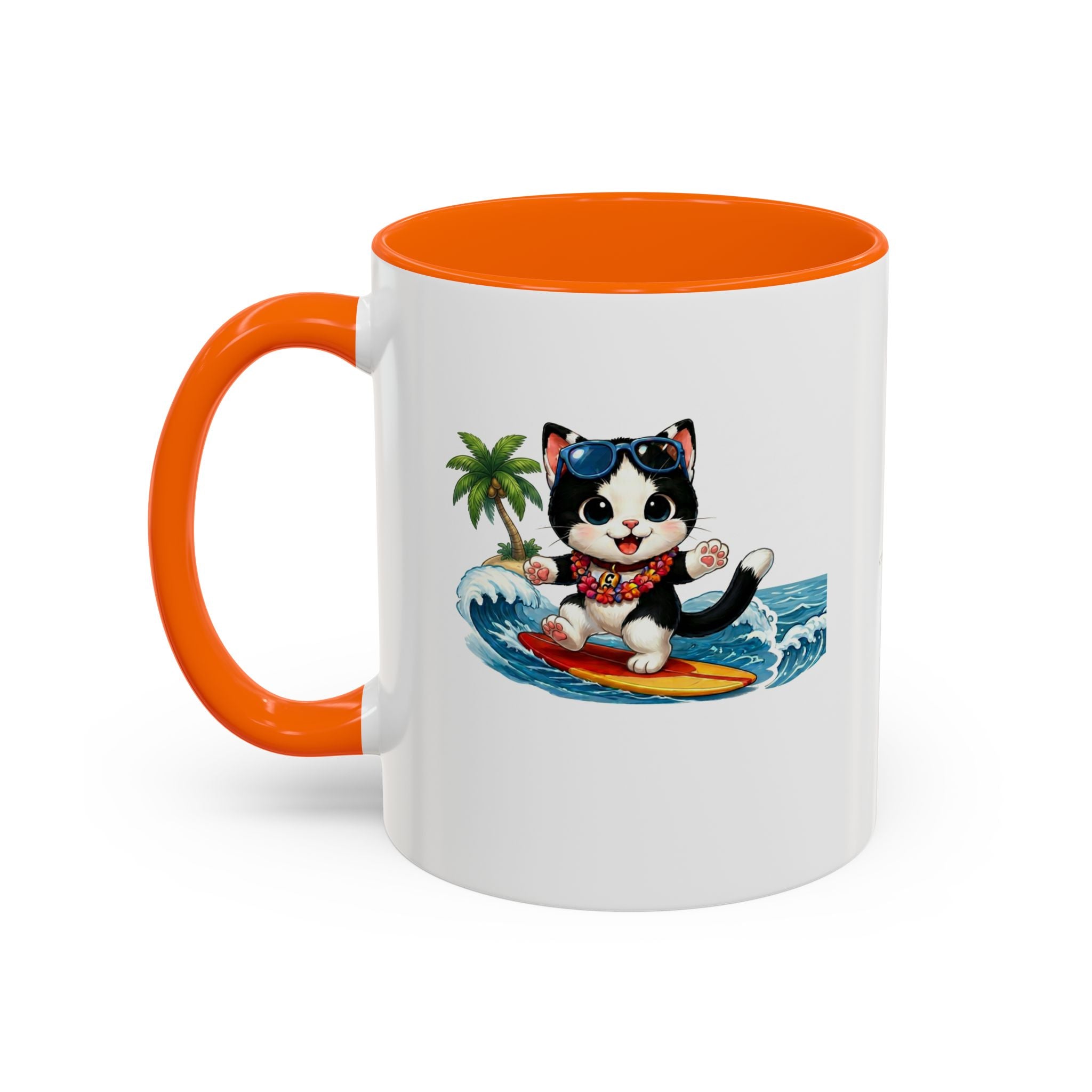 Surfing Cat Summer Coffee Mug | Cute Beach Cat Mug | Cowmeow & Co