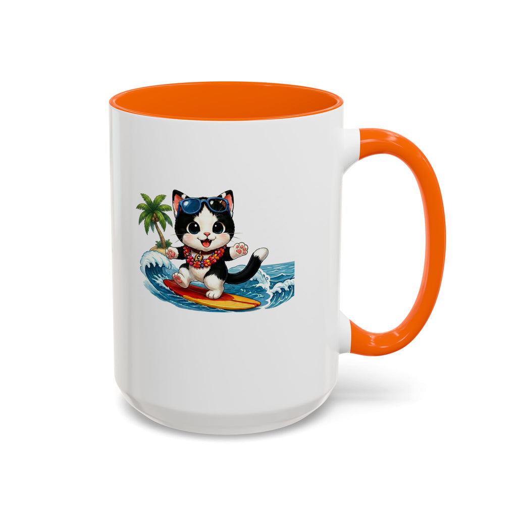 Surfing Cat Summer Coffee Mug | Cute Beach Cat Mug | Cowmeow & Co