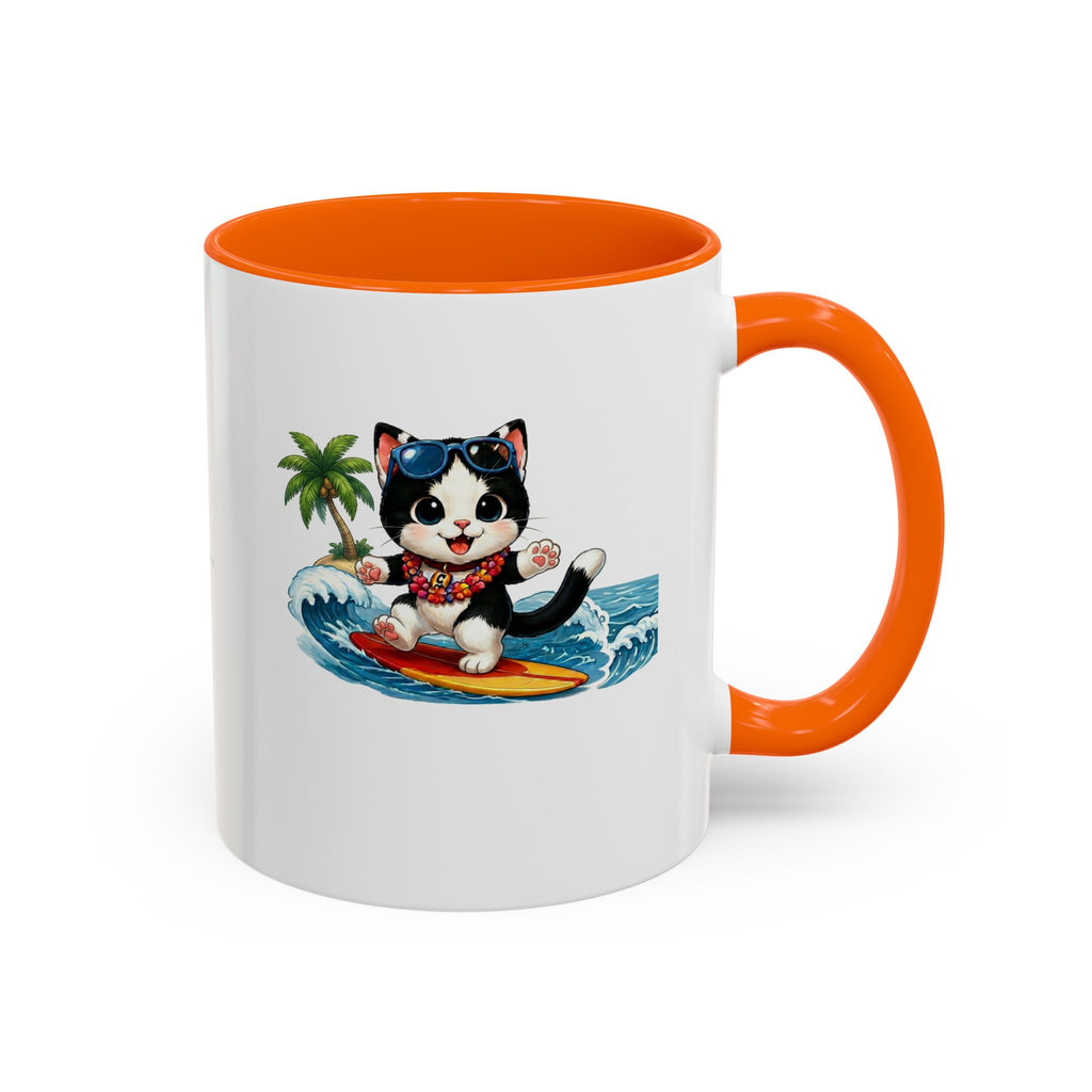 Surfing Cat Summer Coffee Mug | Cute Beach Cat Mug | Cowmeow & Co