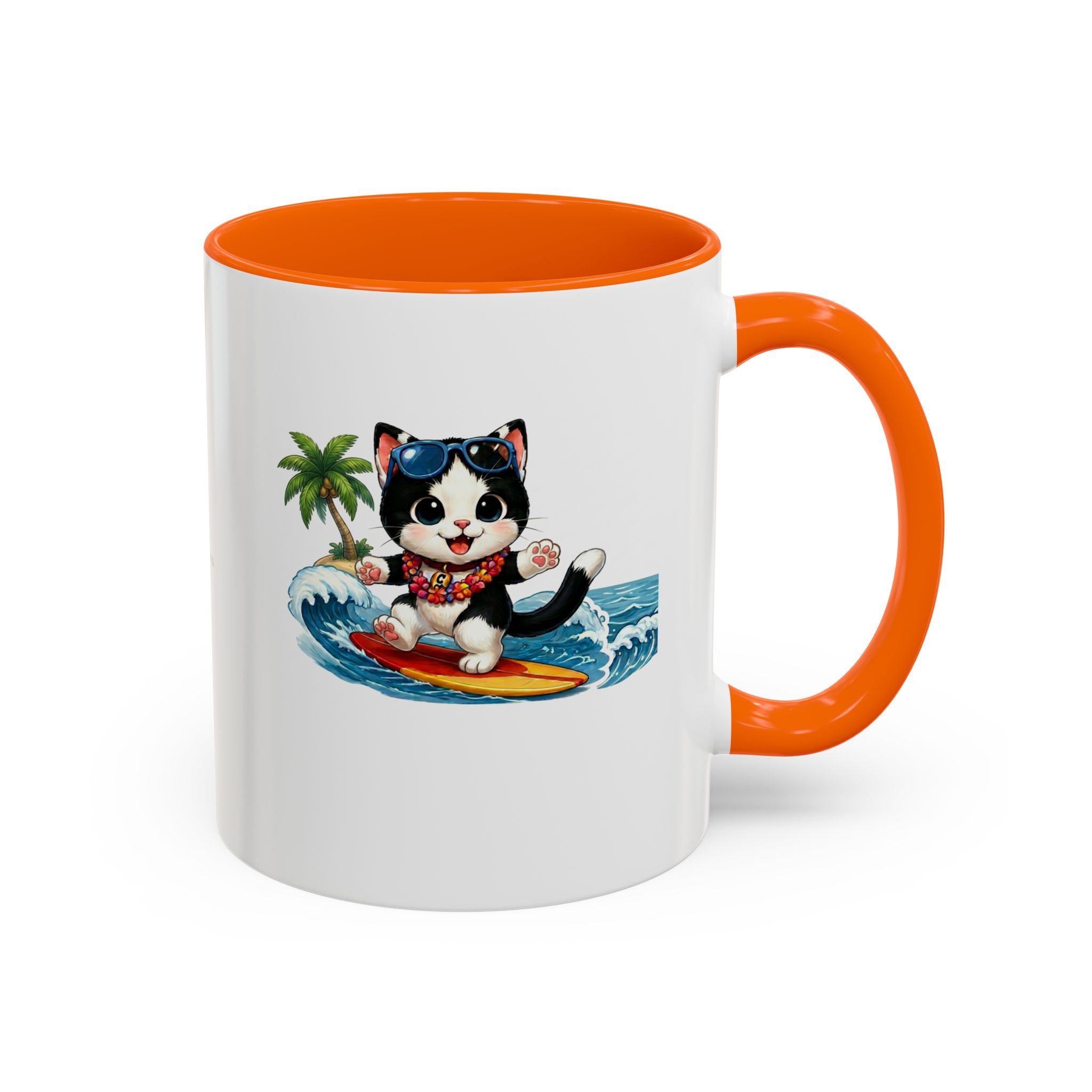 Surfing Cat Summer Coffee Mug | Cute Beach Cat Mug | Cowmeow & Co