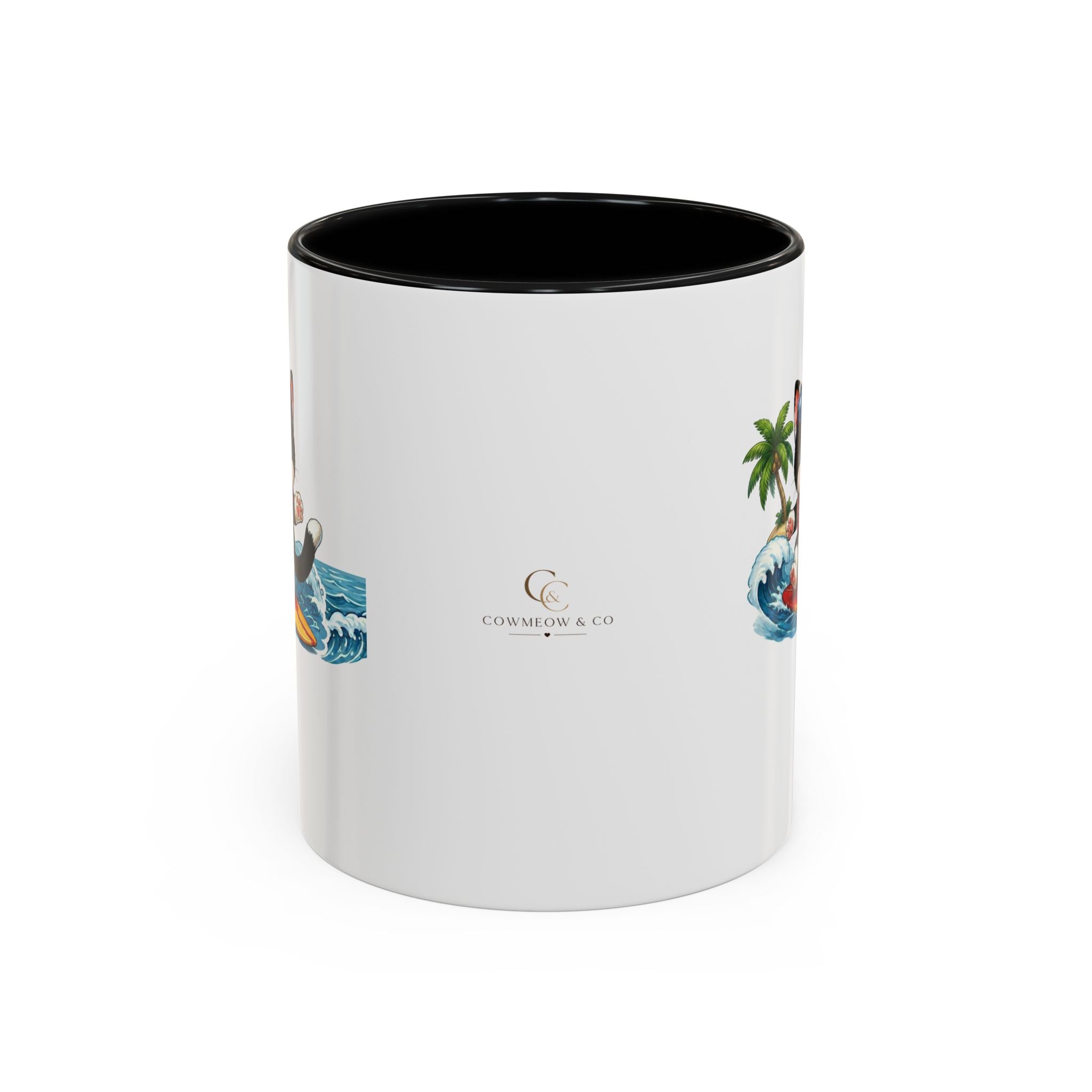 Surfing Cat Summer Coffee Mug | Cute Beach Cat Mug | Cowmeow & Co
