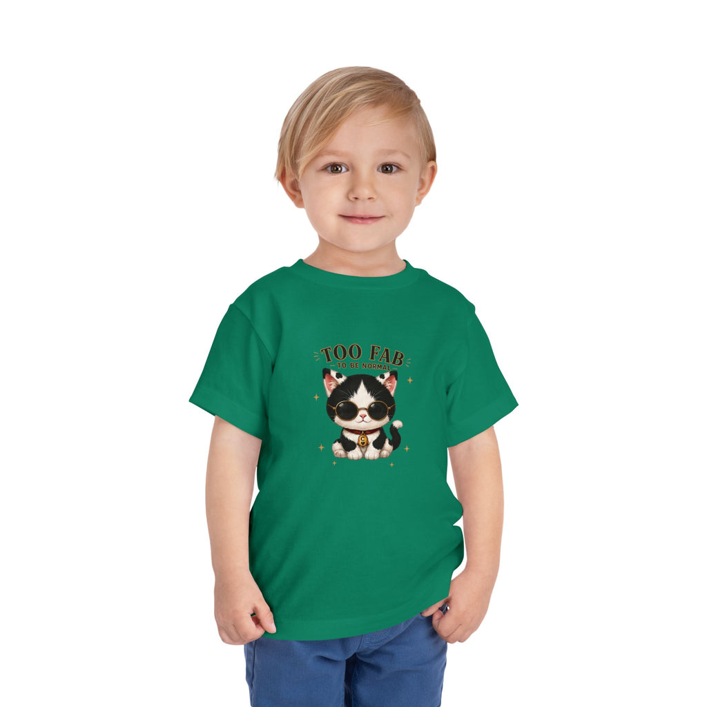 Funny Cat Toddler T-Shirt | Cute Tuxedo Cat Tee | Too Fab to Be Normal | Cowmeow & Co