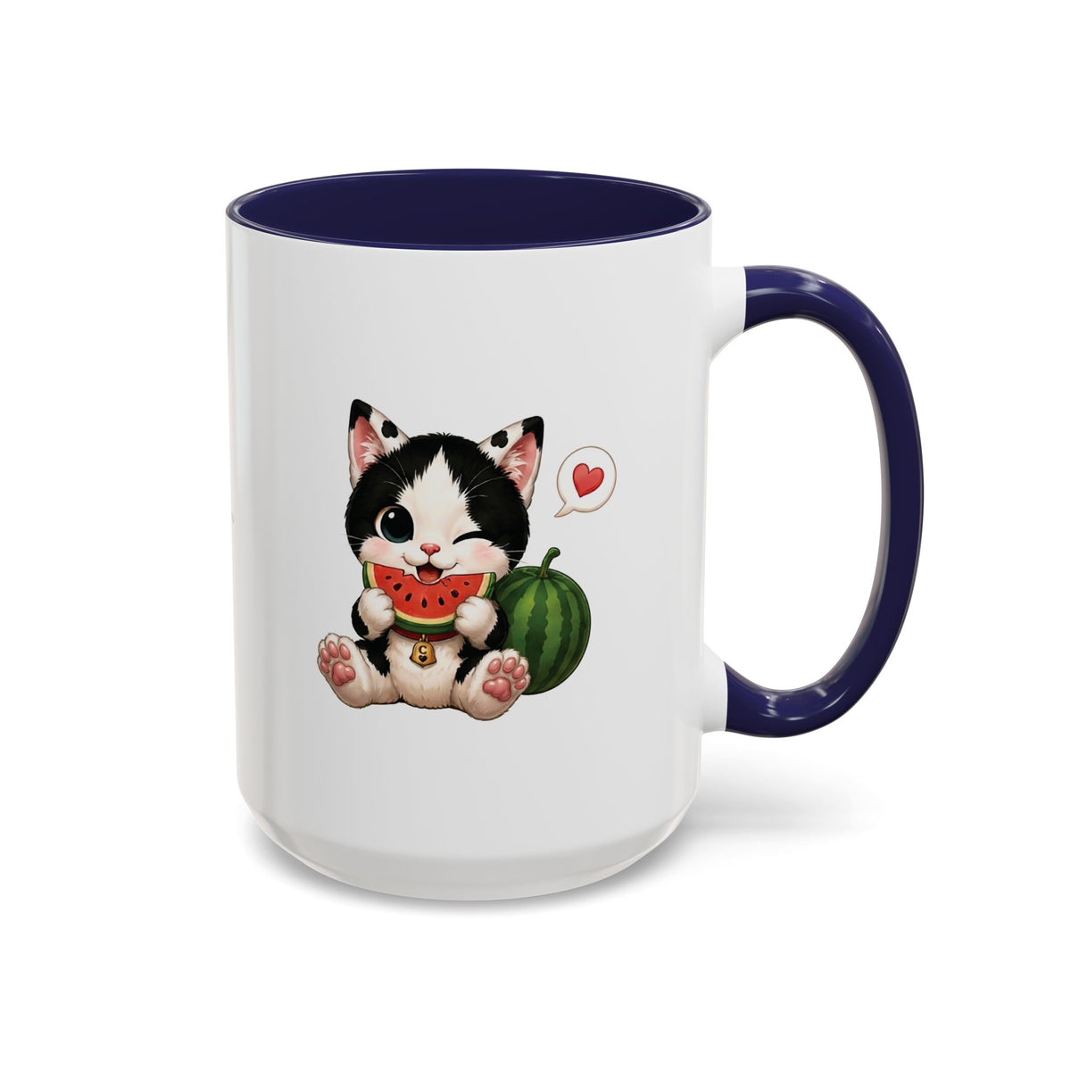 Watermelon Cat Mug | Cute Tuxedo Cat Coffee Mug | Cowmeow